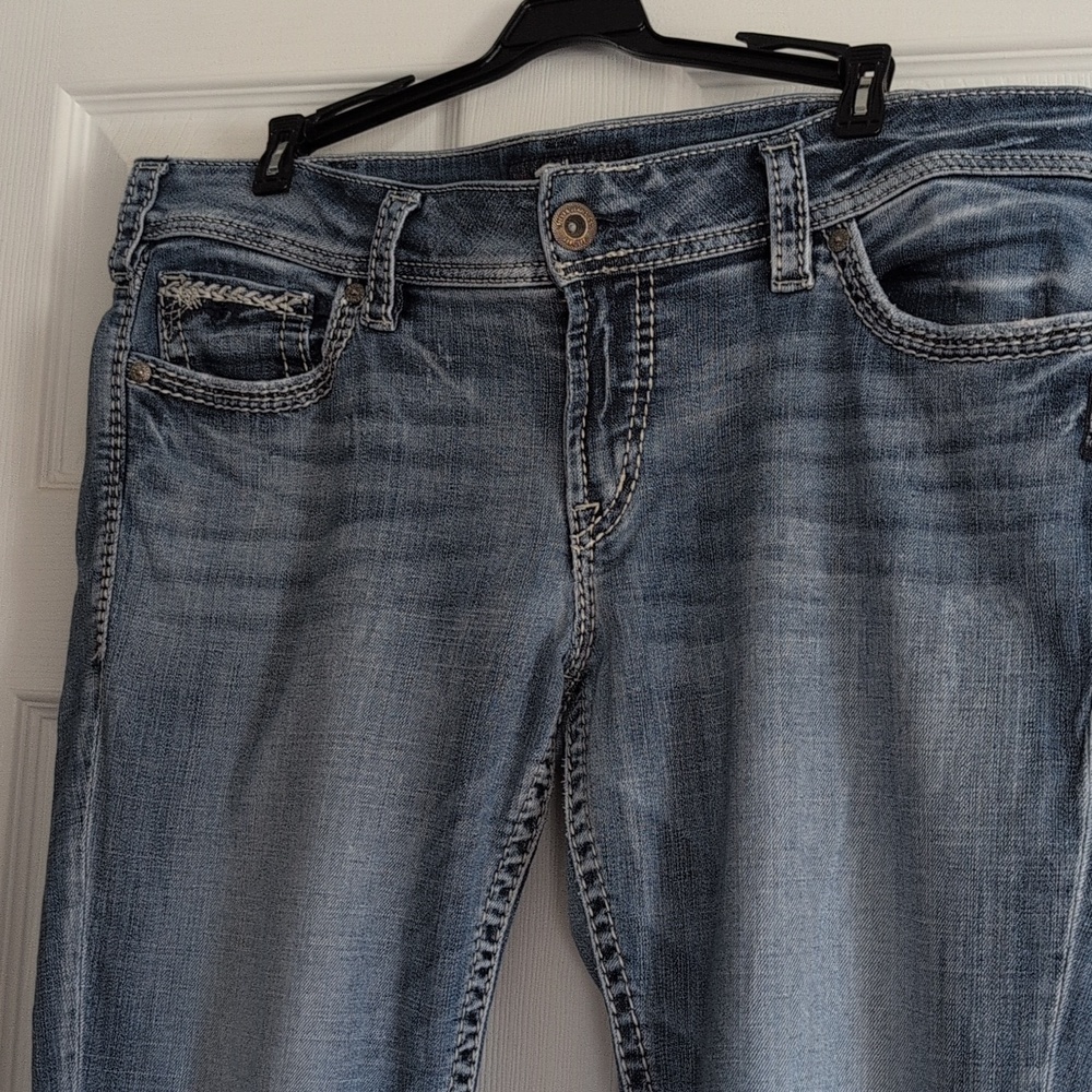 Silver Jeans Suki Capri Light Blue Cropped Ankle Jeans Sz 34x22 1/2 - Picture 2 of 10